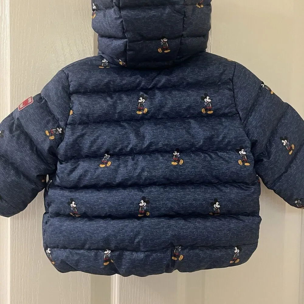 babyGap x Disney Baby Mickey Mouse Down Puffer Jacket Blue Boys Size 6-12 Months